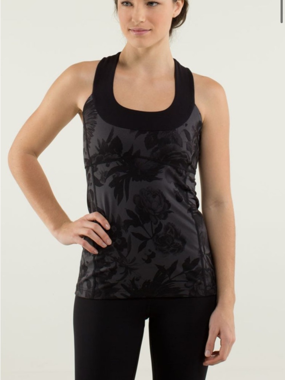lululemon athletica Brisk Bloom Black Soot Floral Racerback Tank